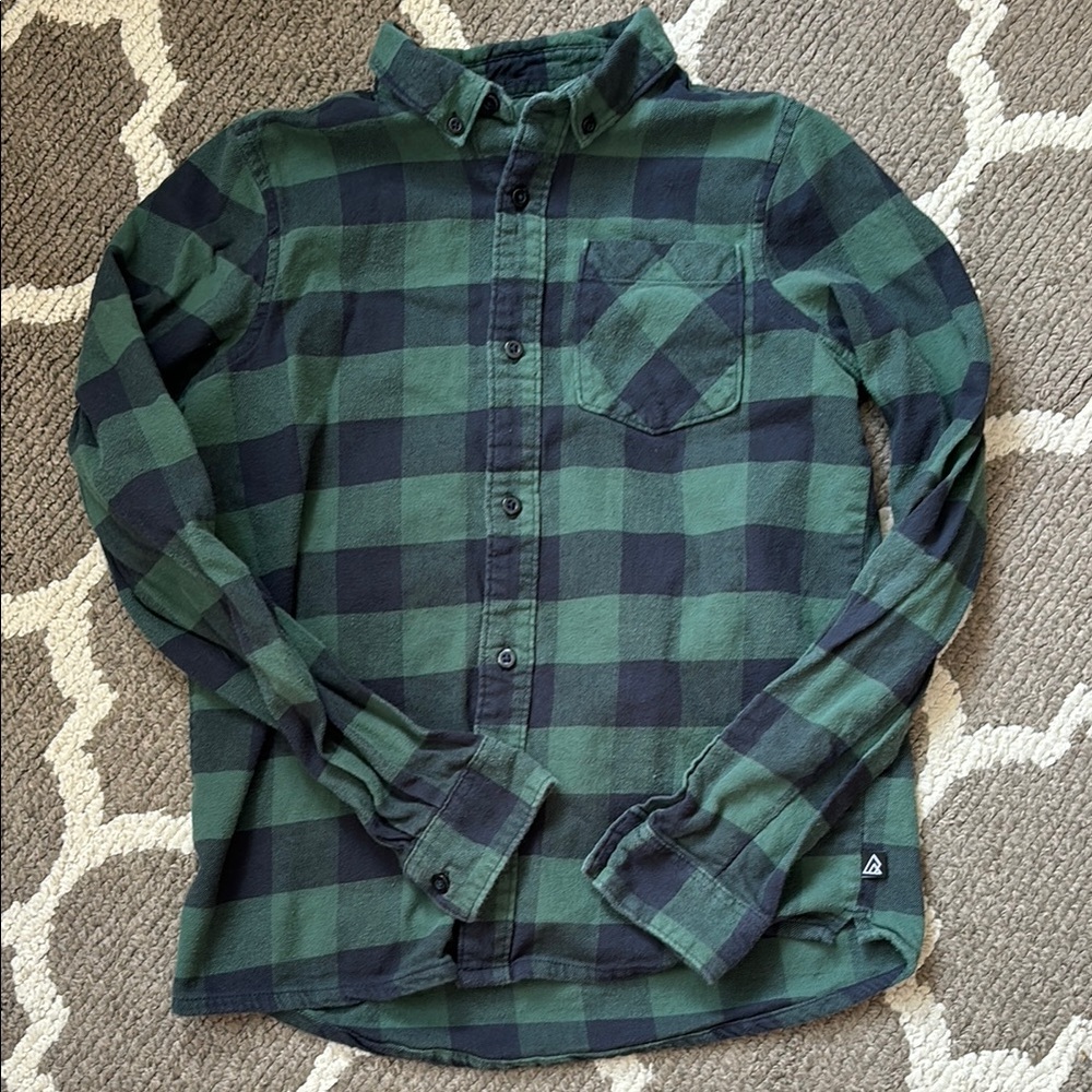 Kids’ Ripzone Green and Blue Button Down Shirt, Size XL